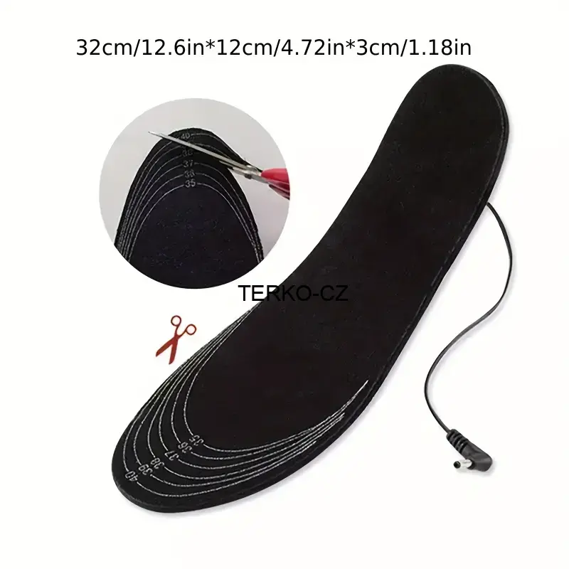 Vyhřívané zastříhávací vložky do obuvi vel. 35-40 s USB kabelem