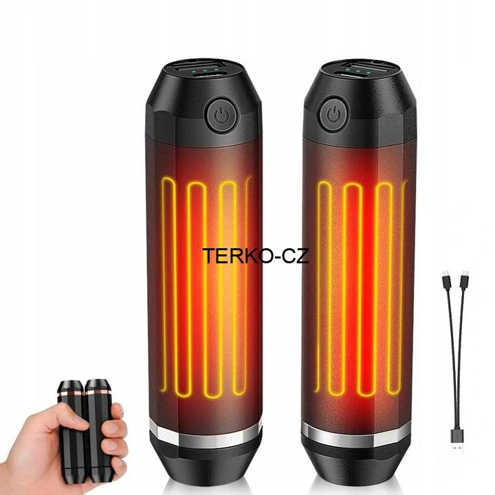 Elektrický kapesní ohřívač rukou - powerbanka 10000 (2x5000) mAh 3 stupně vyhřívání 2-dílná sada černá 228g (2x114g)