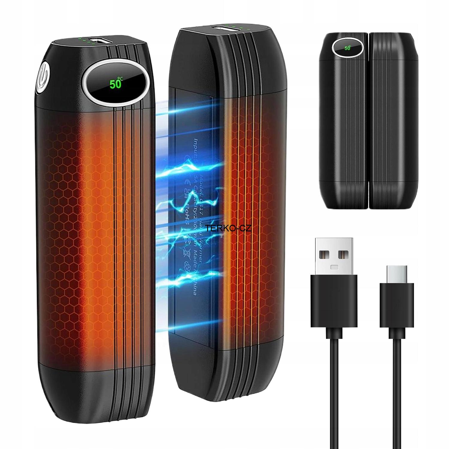 Elektrický kapesní magnetický ohřívač elektronický displej 2500 mAh 3 stupně teploty 5V