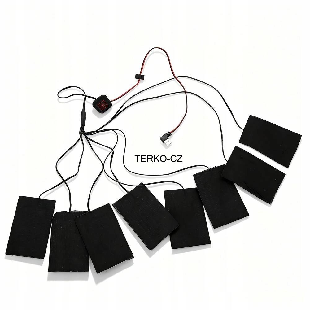 8ks vyhřívací podložka do oblečení 8V1 USB 12x8cm