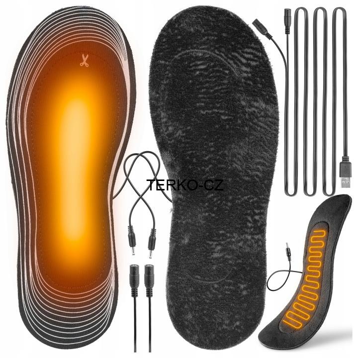 Vyhřívané vložky do bot, plyš, USB vel. 40 – 46, 5V/10W