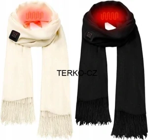 Elektrická vyhřívaná šála s USB, 2ks v balení - černý a béžový