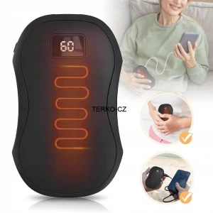 Elektrický kapesní ohřívač rukou - powerbanka 3600 mAh černá 3 stupně teploty, 130g