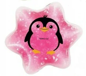 Zahřívací polštářek - tučňák, průměr 14cm, 150g, růžový