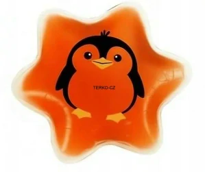 Zahřívací polštářek - tučňák, průměr 14cm, 150g, oranžový