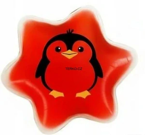 Zahřívací polštářek - tučňák, průměr 14cm, 150g, červený