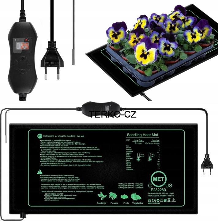 Vyhřívací podložka pro rostliny s termostatem 50W 52x25cm