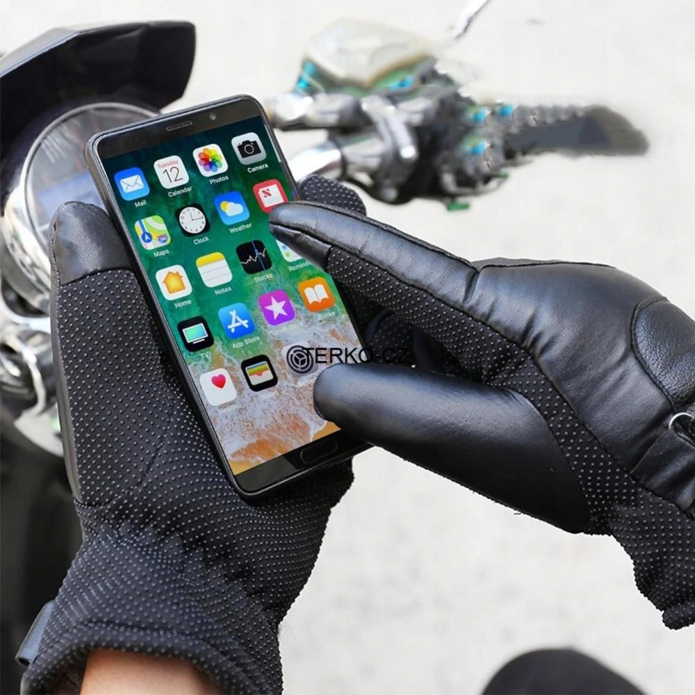 Vyhřívané koženkové rukavice na USB, černé, vel.uni