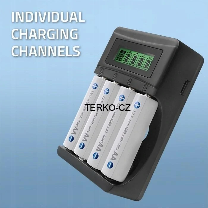 Nabíječka Ni-MH baterií typu R03 AAA R6 AA  LCD  USB kabel