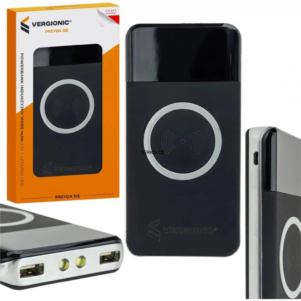 Indukční powerbanka 10000 mAh + LED svítilna 240g