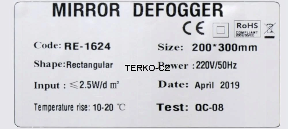Elektrická samolepící topná folie pod zrcadlo 20x30cm 230V / 11W