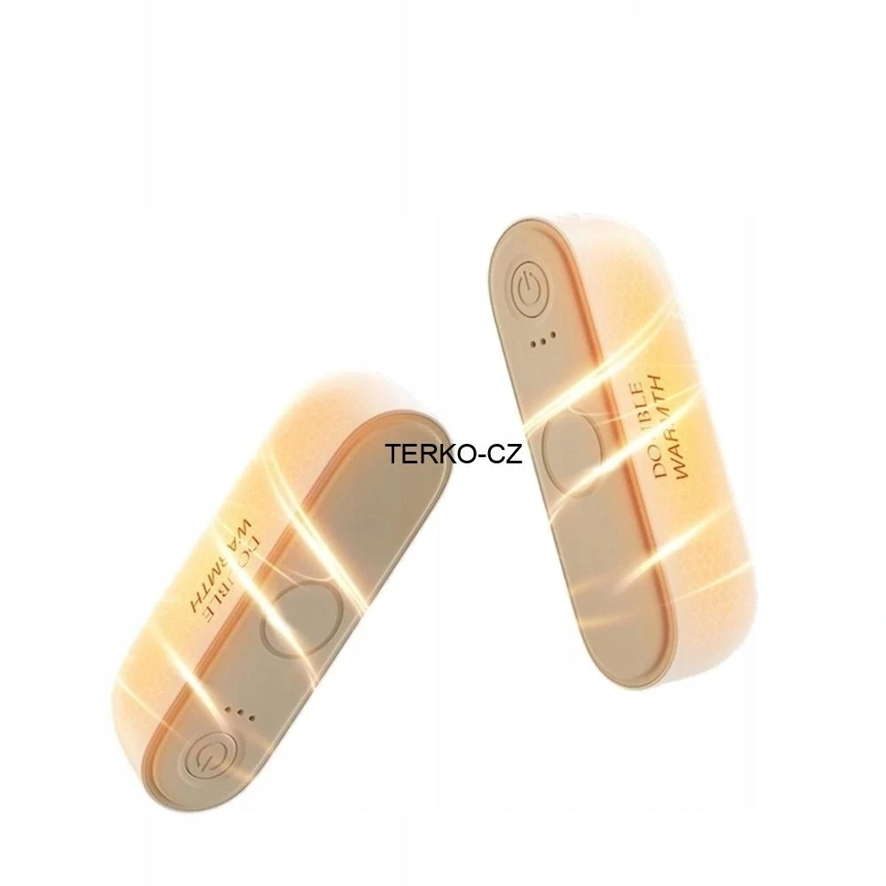 Elektrický kapesní ohřívač rukou béžový - powerbanka 6000 (2x 3000) mAh