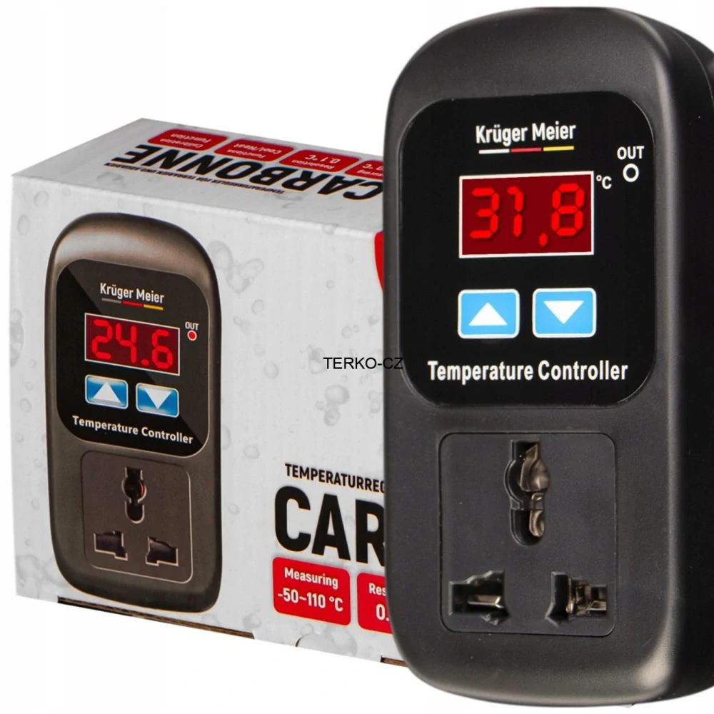 Elektronický termostat 6,5A / 1500W - regulátor teploty s voděodolným externím čidlem 1m (-50 až +110°C)