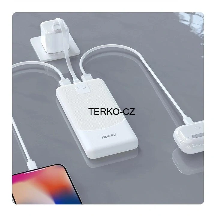 Powerbanka 20 000 mAh 10 W 2x USB A USB C LED bílá