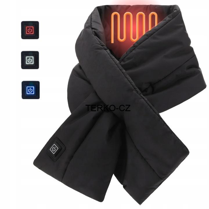 Vyhřívaná elektrická šála na krk, černá,  USB