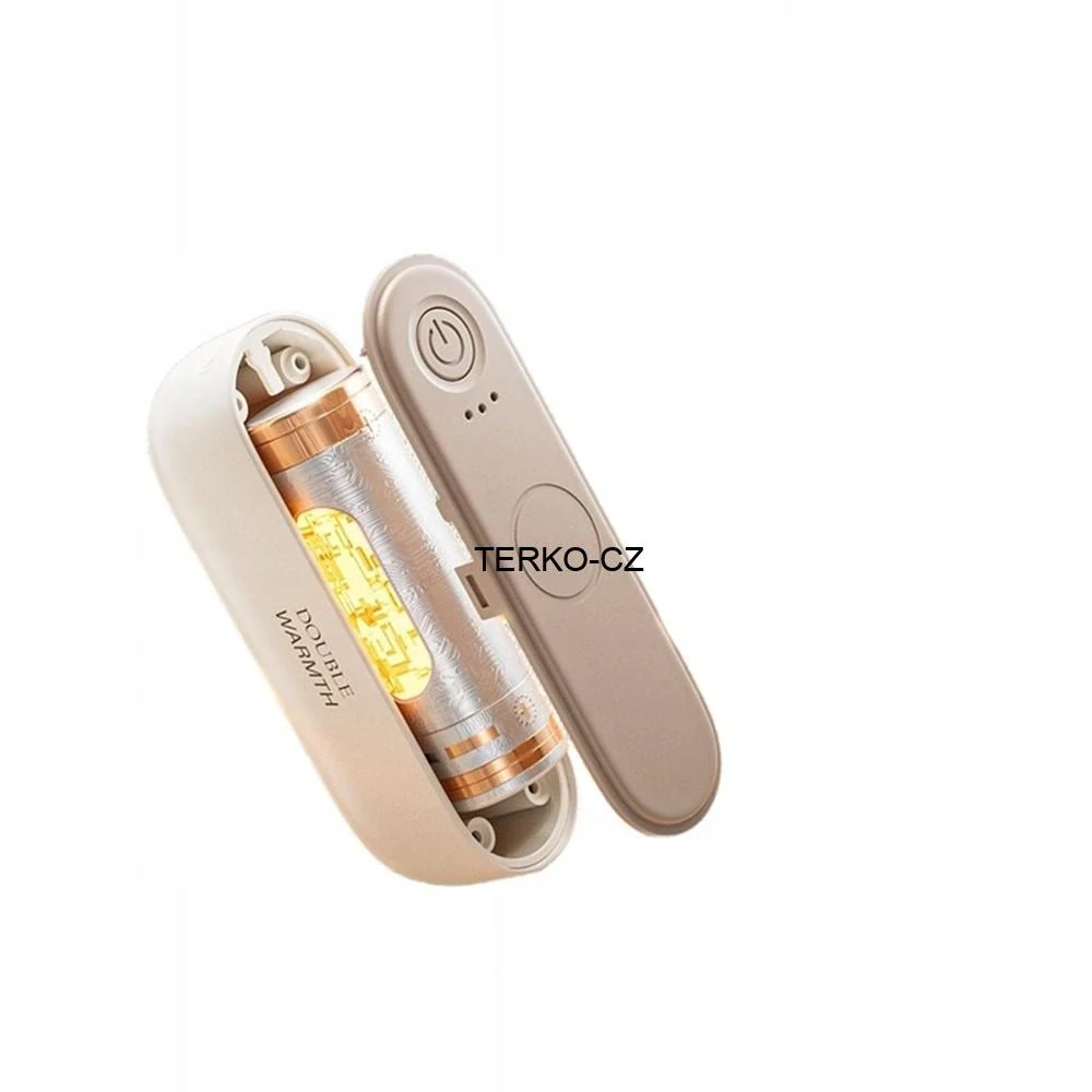 Elektrický kapesní ohřívač rukou béžový - powerbanka 6000 (2x 3000) mAh