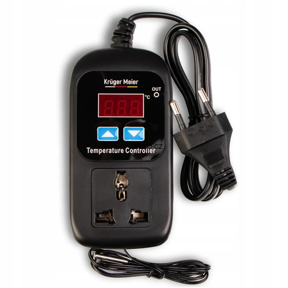 Elektronický termostat 6,5A / 1500W - regulátor teploty s voděodolným externím čidlem 1m (-50 až +110°C)