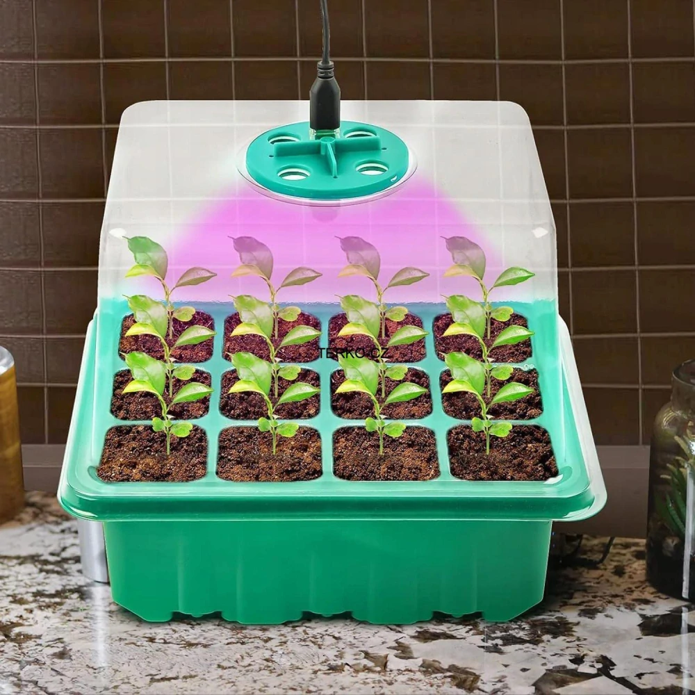 Sada miniskleníků na klíčení rostlin + topná vodotěsná podložka 21W