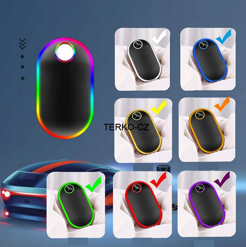 Elektrický kapesní ohřívač rukou - powerbanka 10000 mAh 3 stupně vyhřívání černá - luminiscenční 197g