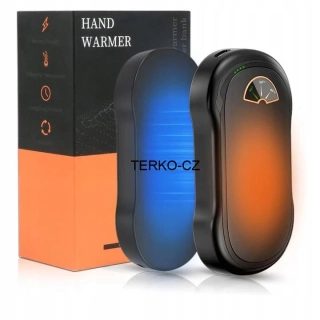 Elektrický kapesní ohřívač rukou - powerbanka 10000 (2x5000) mAh 3 stupně vyhřívání 2-dílná sada černá 262g (2x131g)